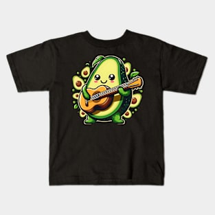 avocado playing guitar - music Kids T-Shirt